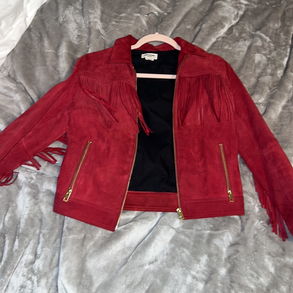 Zadig & Voltaire Red suede fringe jacket - Picture 5 of 8